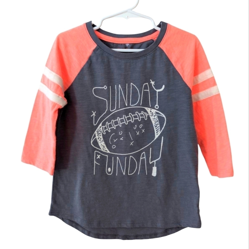Cat & Jack Girls Cotton Cropped Sleeve Orange and Gray Tee Size S(6/6x)